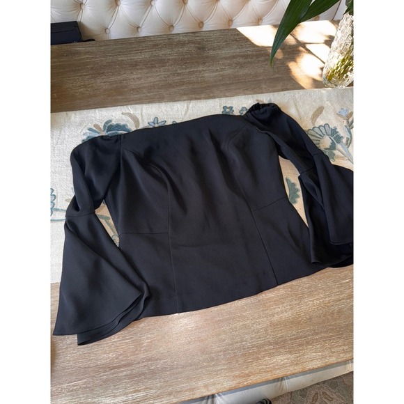Boston Proper Black Off the Shoulder Top Bell Sleeve Blouse Size 12 - Picture 5 of 9
